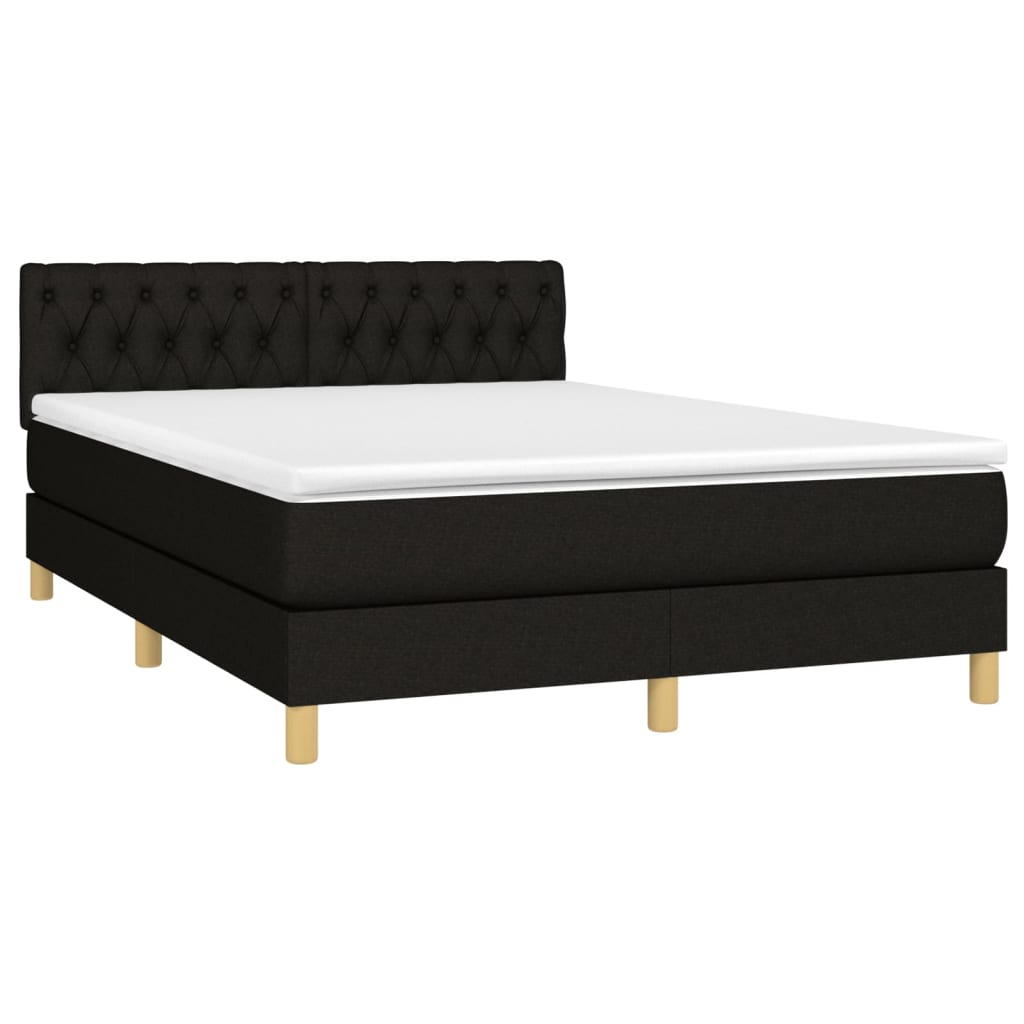 Sommier à lattes de lit avec matelas Noir 140x190 cm Tissu - XIOS