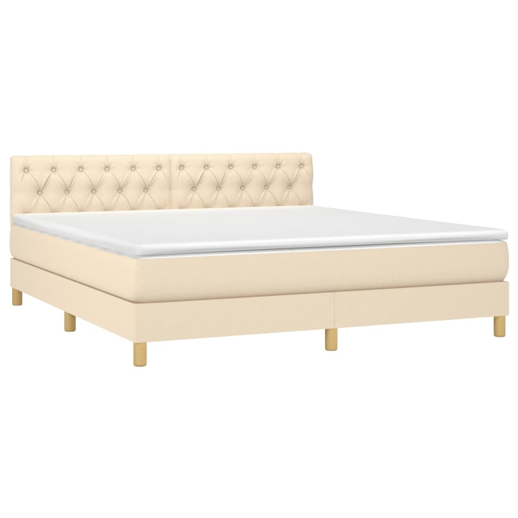 Sommier à lattes de lit avec matelas Crème 160x200 cm Tissu