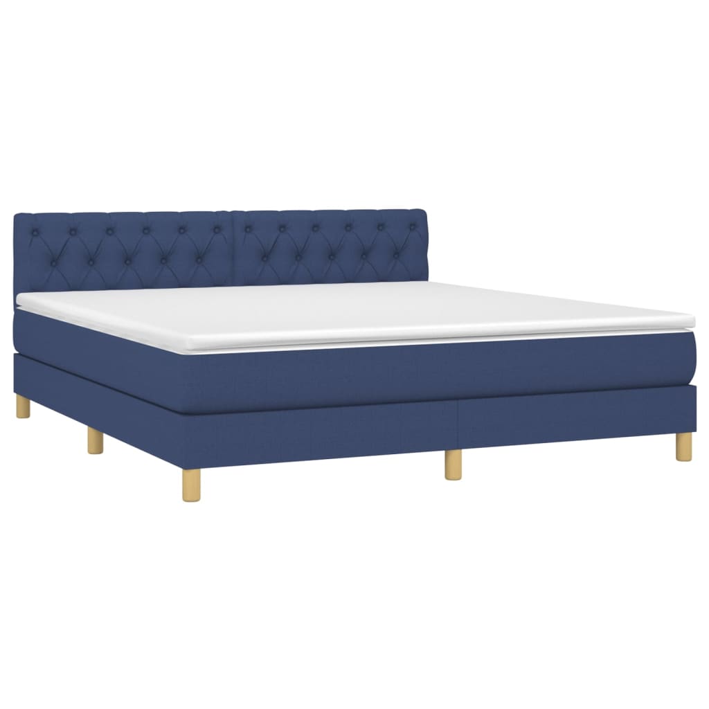 Sommier à lattes de lit avec matelas Bleu 160x200 cm Tissu - XIOS