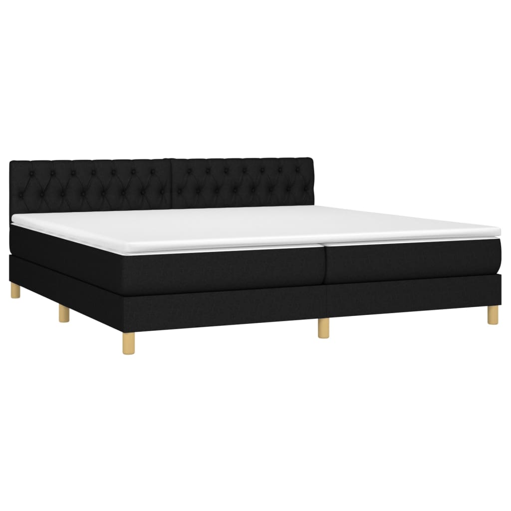 Sommier à lattes de lit avec matelas Noir 200x200 cm Tissu - XIOS