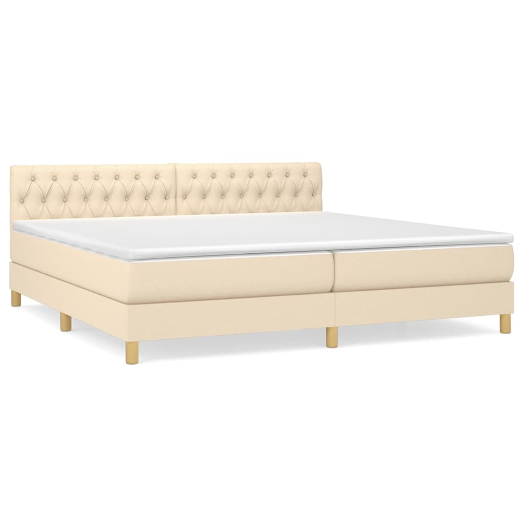 Sommier à lattes de lit avec matelas Crème 200x200 cm Tissu - XIOS