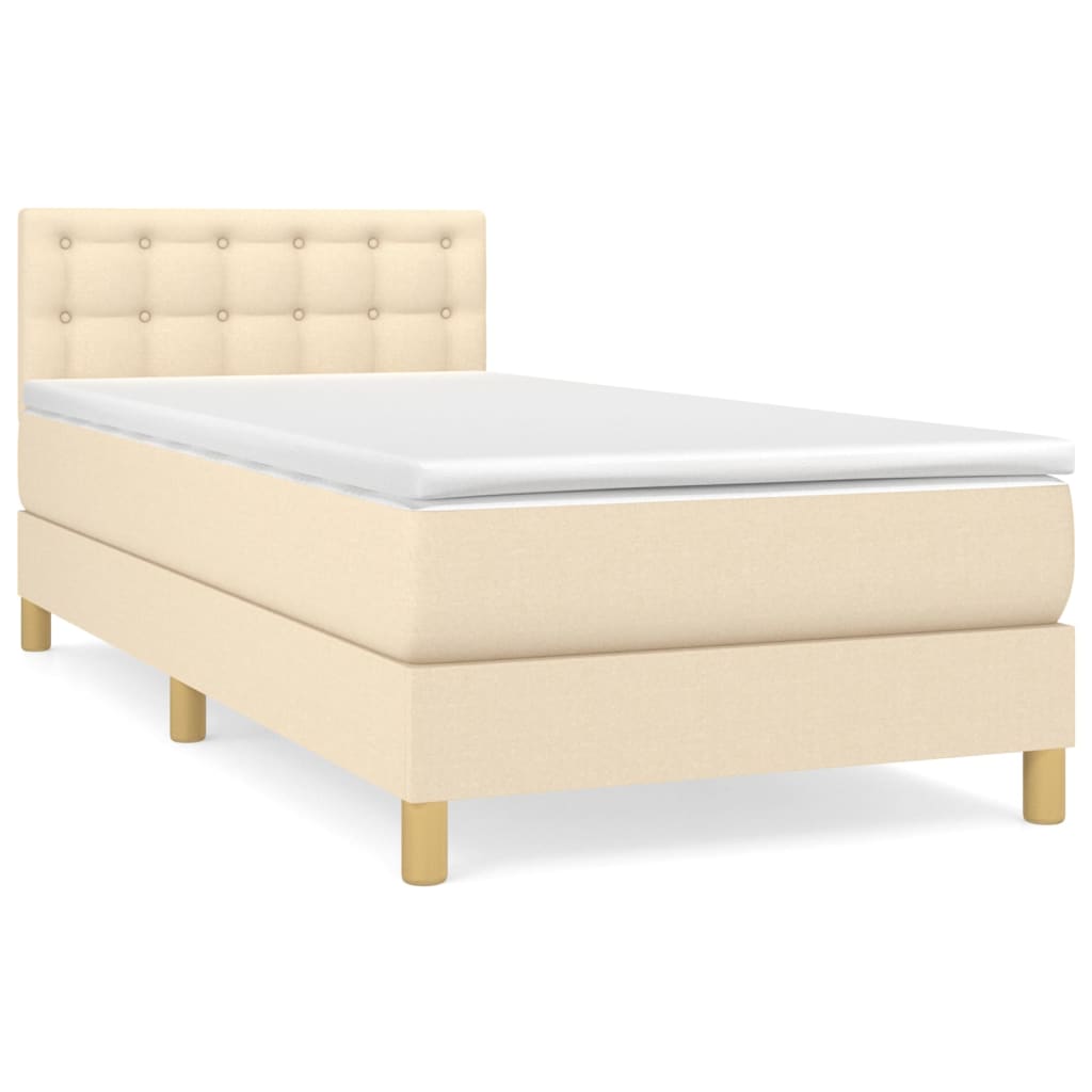 Sommier à lattes de lit avec matelas Crème 90x200 cm Tissu - XIOS
