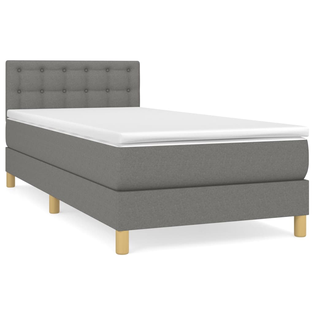 Sommier à lattes de lit avec matelas Gris foncé 100x200cm Tissu - XIOS