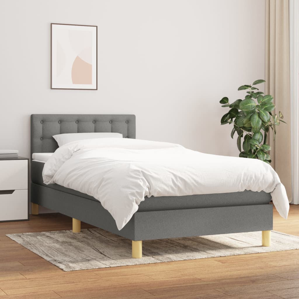 Sommier à lattes de lit avec matelas Gris foncé 100x200cm Tissu - XIOS