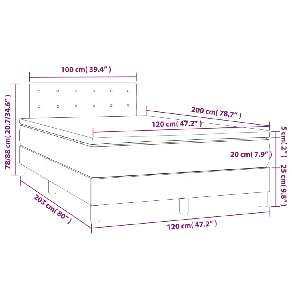 Sommier à lattes de lit avec matelas Taupe 120x200 cm Tissu - XIOS