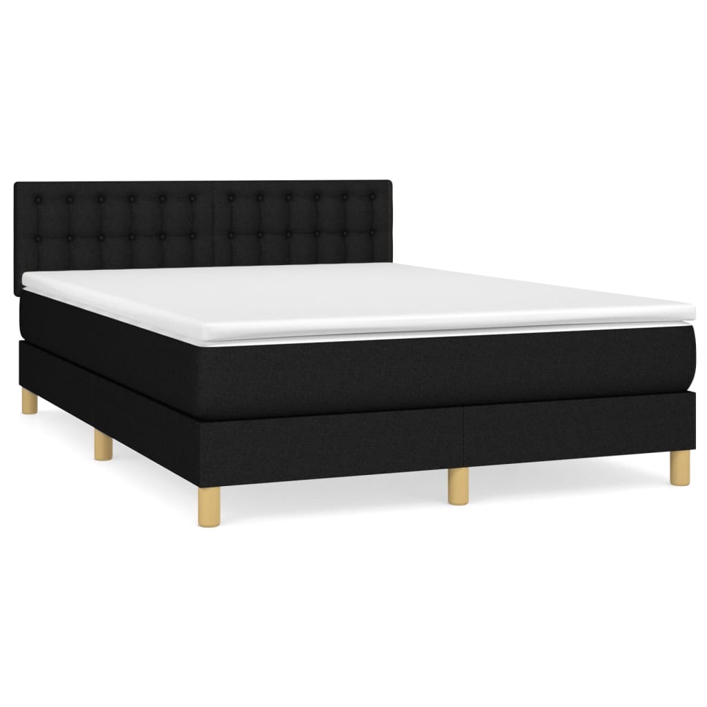 Sommier à lattes de lit avec matelas Noir 140x190 cm Tissu - XIOS