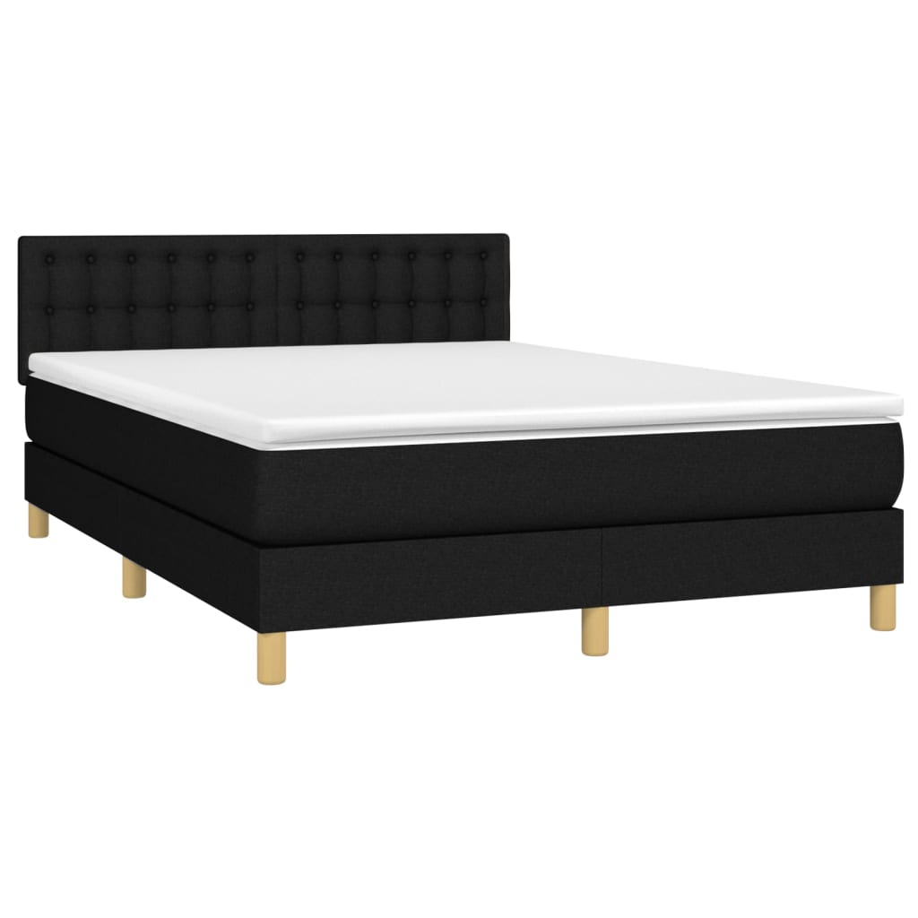 Sommier à lattes de lit avec matelas Noir 140x190 cm Tissu - XIOS