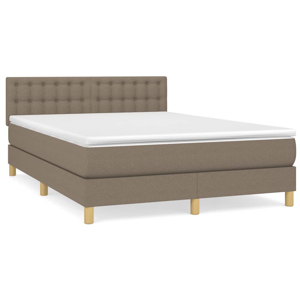 Sommier à lattes de lit avec matelas Taupe 140x190 cm Tissu - XIOS