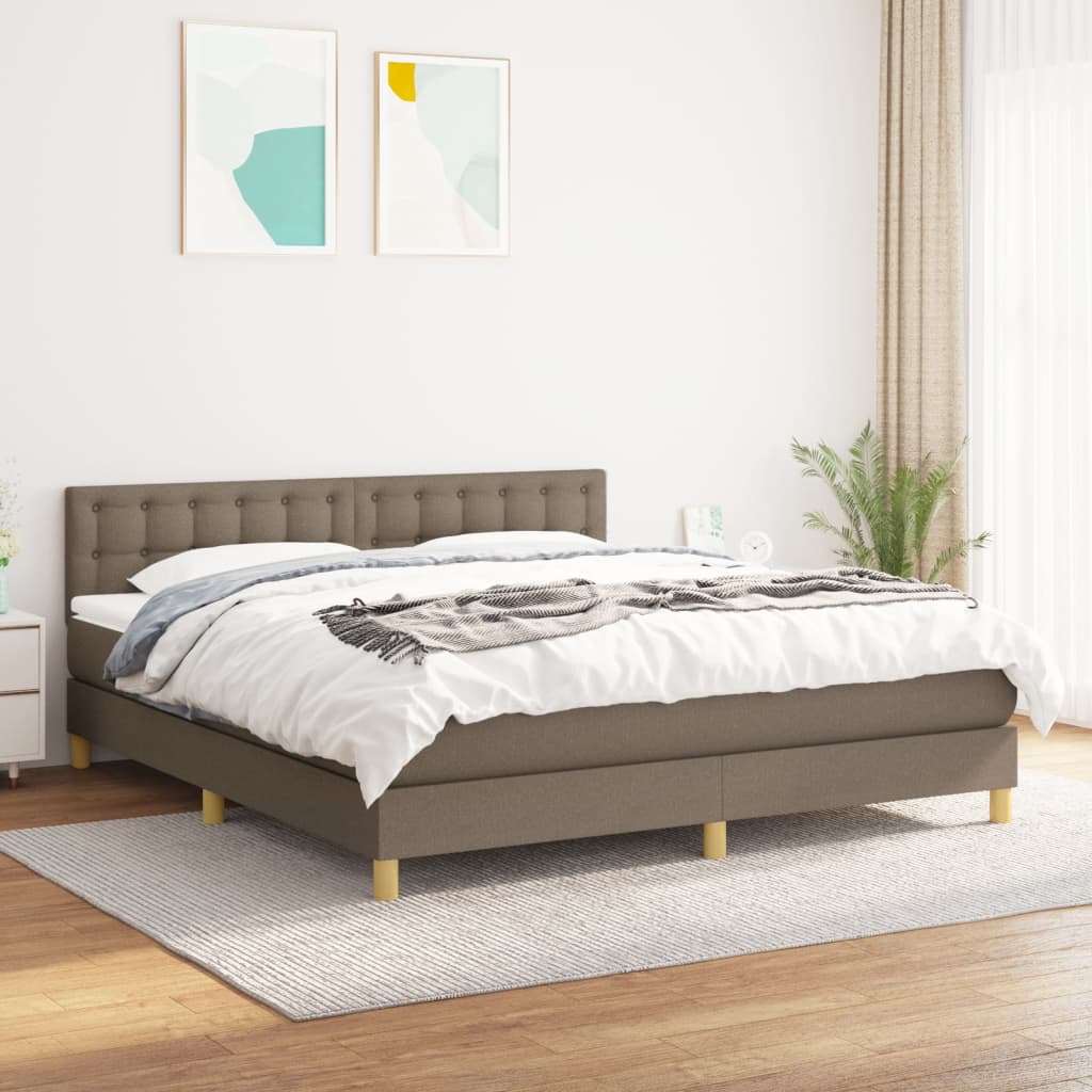 Sommier à lattes de lit avec matelas Taupe 180x200 cm Tissu - XIOS