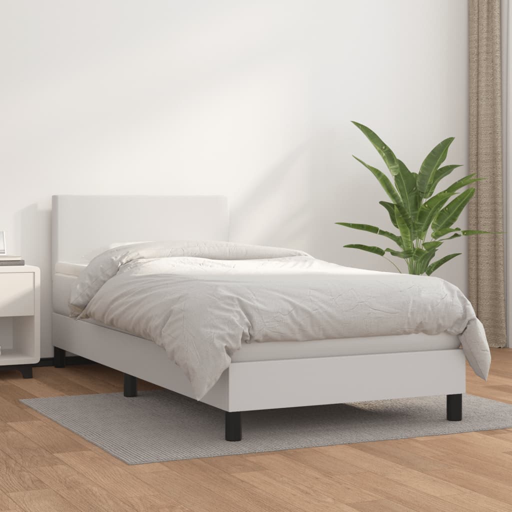 Sommier à lattes de lit avec matelas Blanc 90x190 cm Similicuir - XIOS