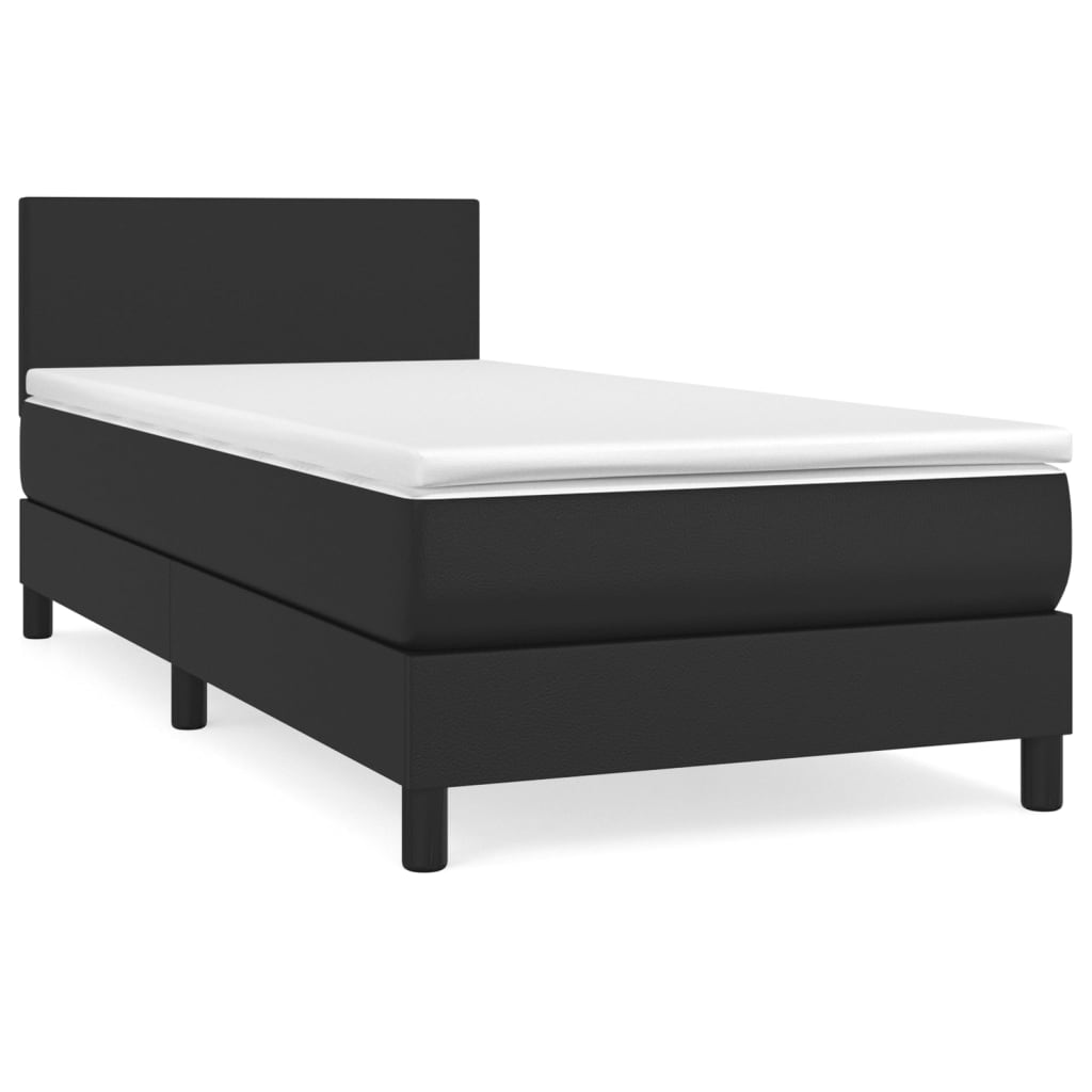 Sommier à lattes de lit avec matelas Noir 90x200 cm Similicuir - XIOS