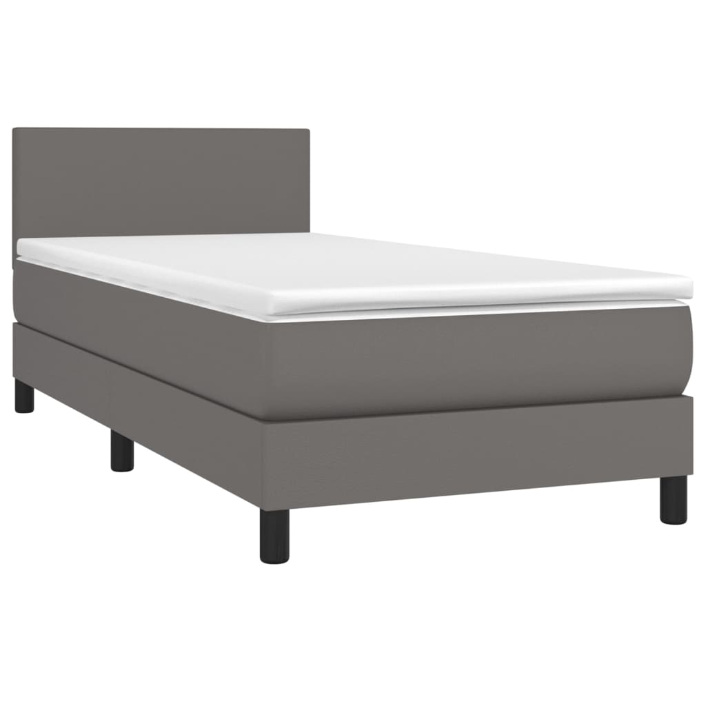 Sommier à lattes de lit avec matelas Gris 90x200 cm Similicuir - XIOS