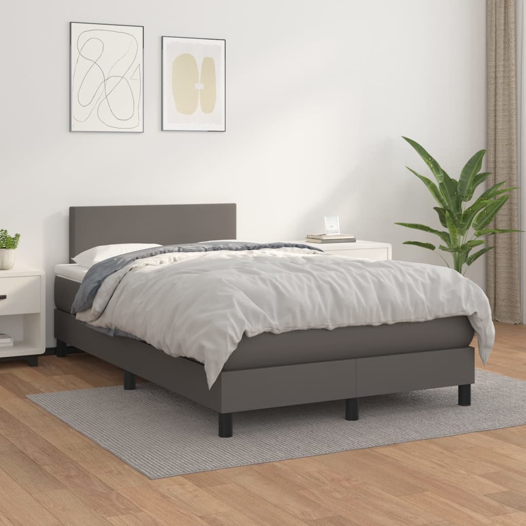 Sommier à lattes de lit avec matelas Gris 120x200 cm Similicuir - XIOS