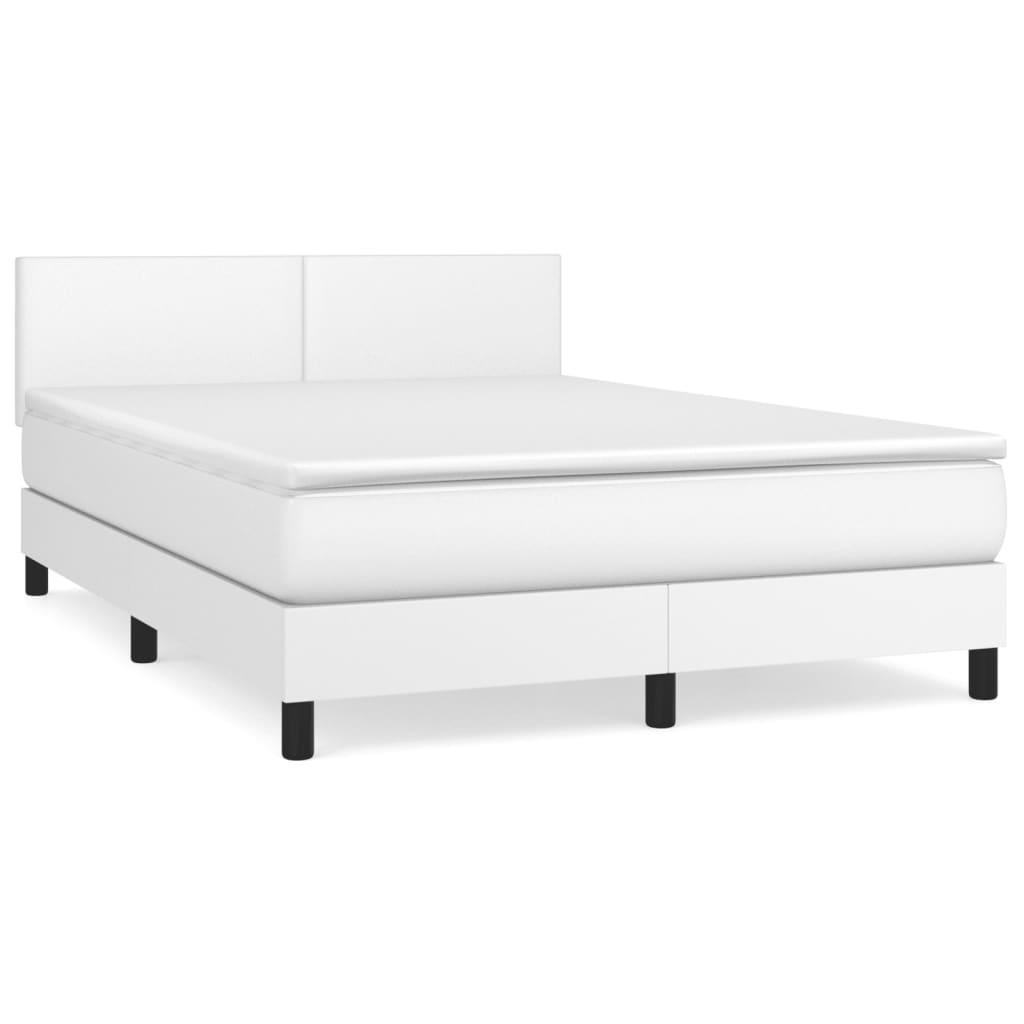 Sommier à lattes de lit avec matelas Blanc 140x190cm Similicuir - XIOS