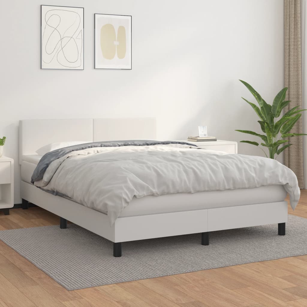 Sommier à lattes de lit avec matelas Blanc 140x190cm Similicuir - XIOS