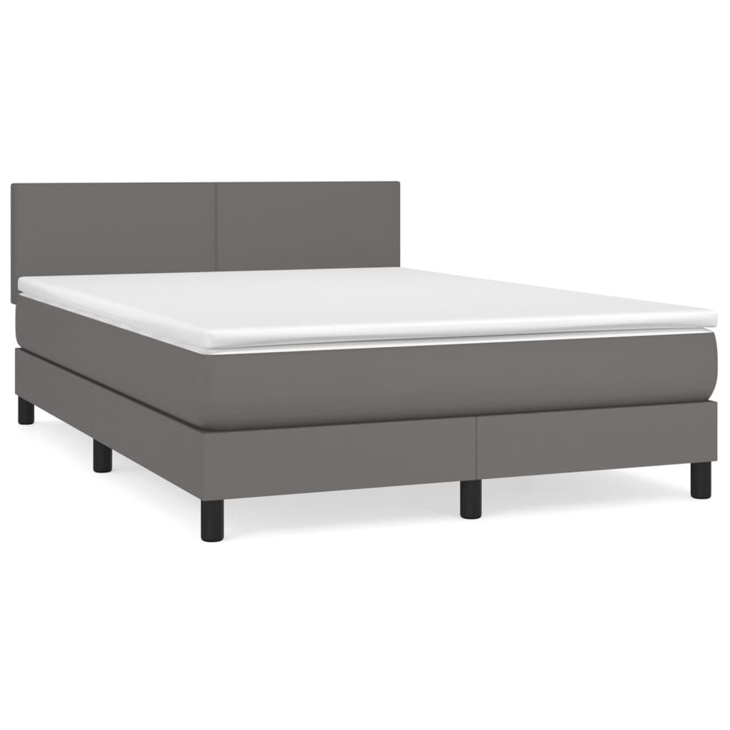 Sommier à lattes de lit avec matelas Gris 140x190 cm Similicuir - XIOS