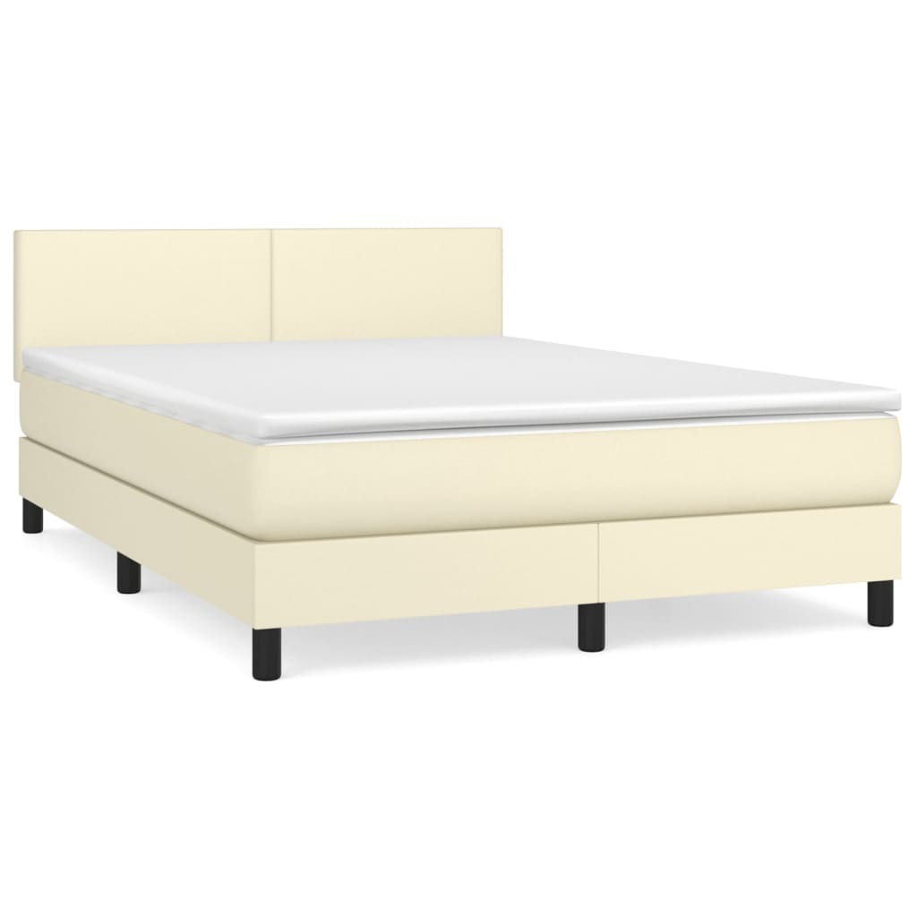 Sommier à lattes de lit avec matelas Crème 140x200cm Similicuir - XIOS