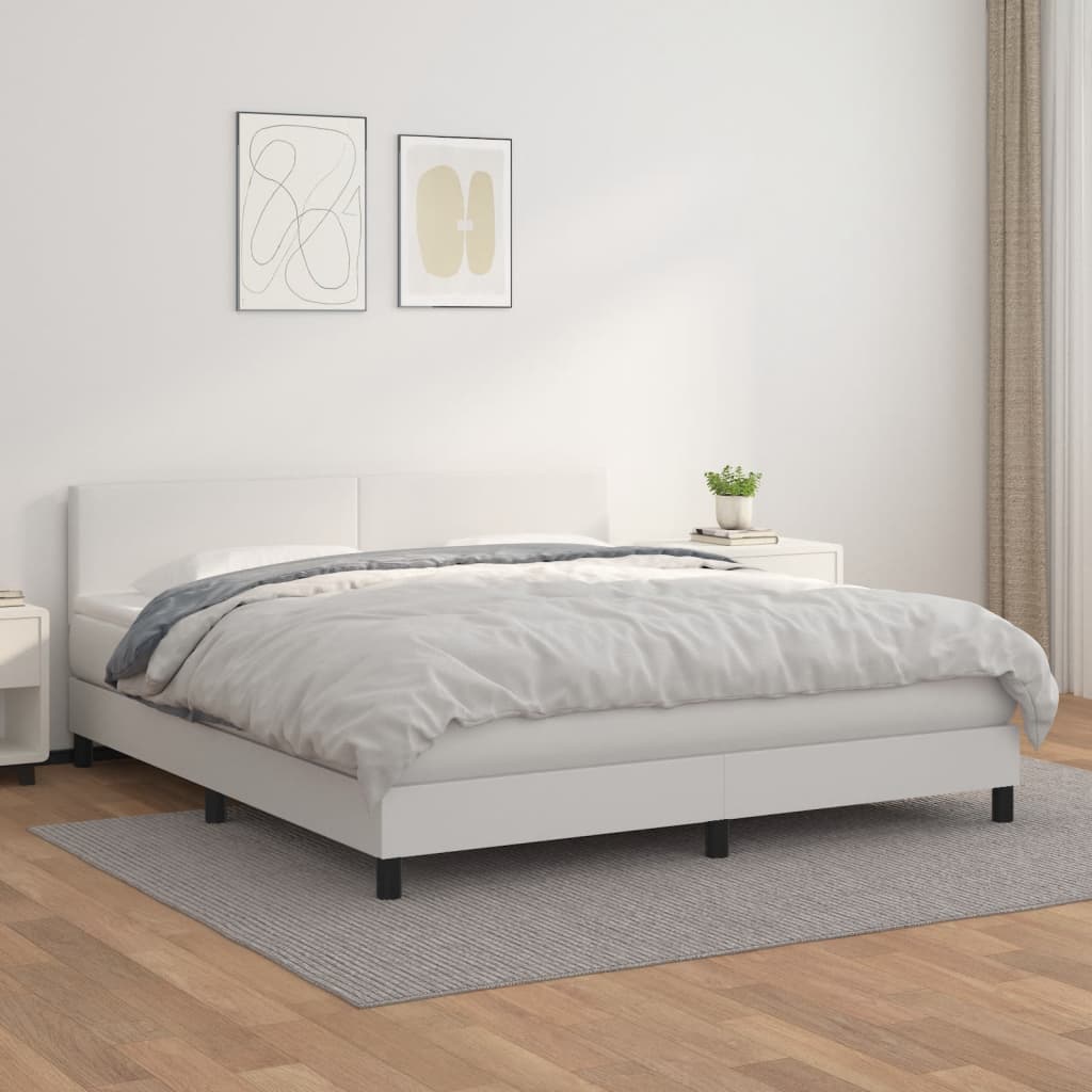 Sommier à lattes de lit avec matelas Blanc 160x200cm Similicuir - XIOS