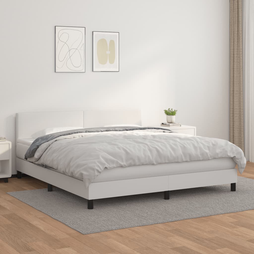 Sommier à lattes de lit avec matelas Blanc 180x200cm Similicuir - XIOS