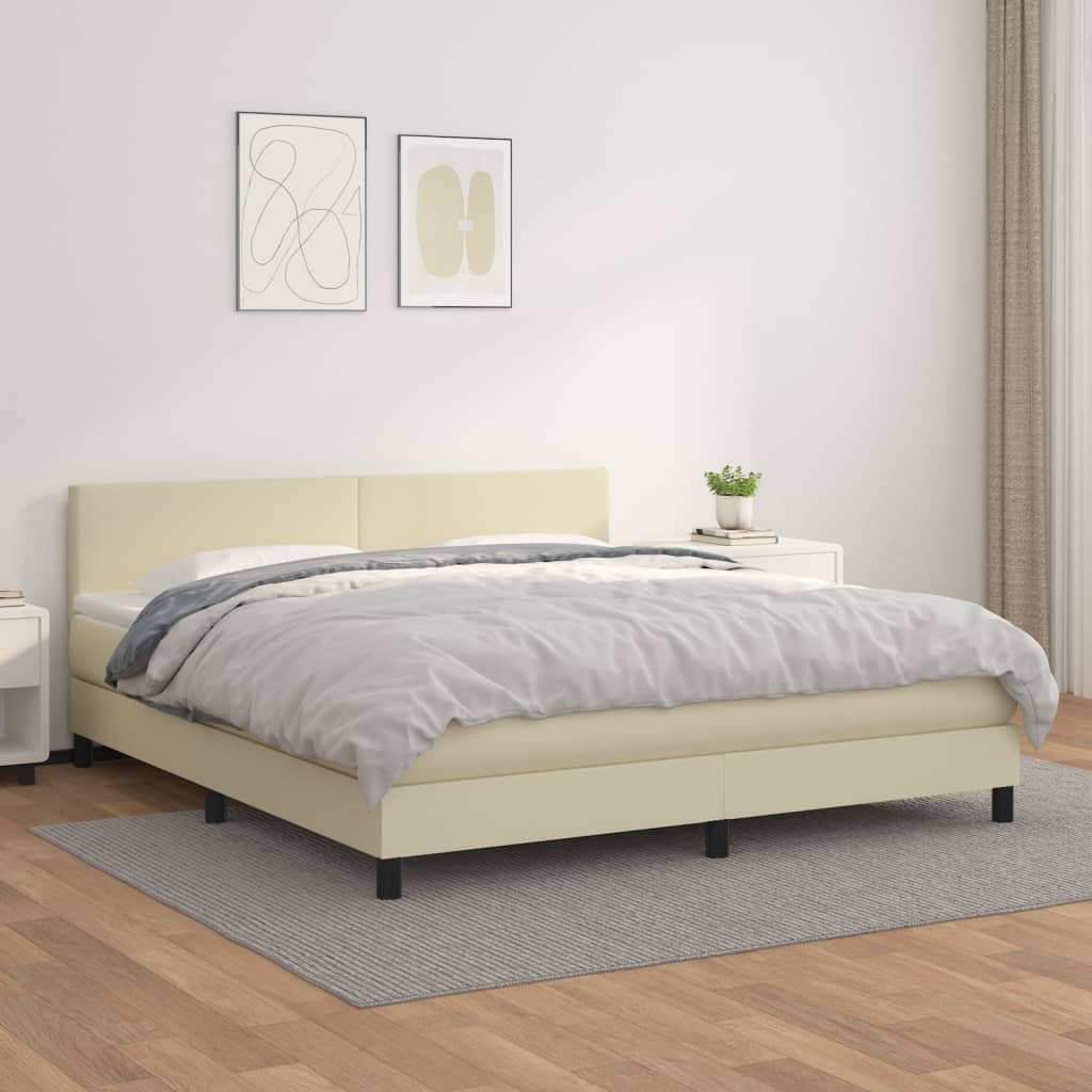 Sommier à lattes de lit avec matelas Crème 180x200cm Similicuir - XIOS