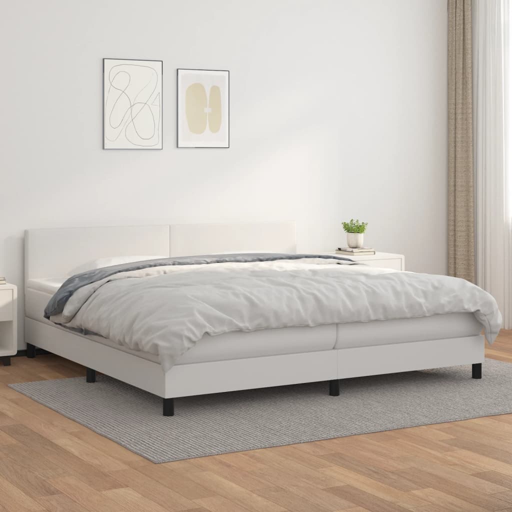 Sommier à lattes de lit avec matelas Blanc 200x200cm Similicuir - XIOS