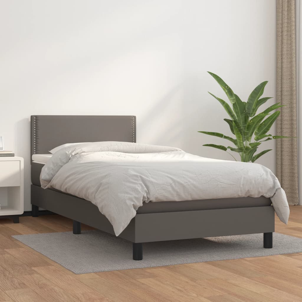 Sommier à lattes de lit avec matelas Gris 90x200 cm Similicuir - XIOS