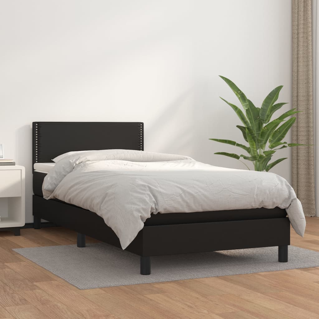 Sommier à lattes de lit avec matelas Noir 100x200 cm Similicuir - XIOS