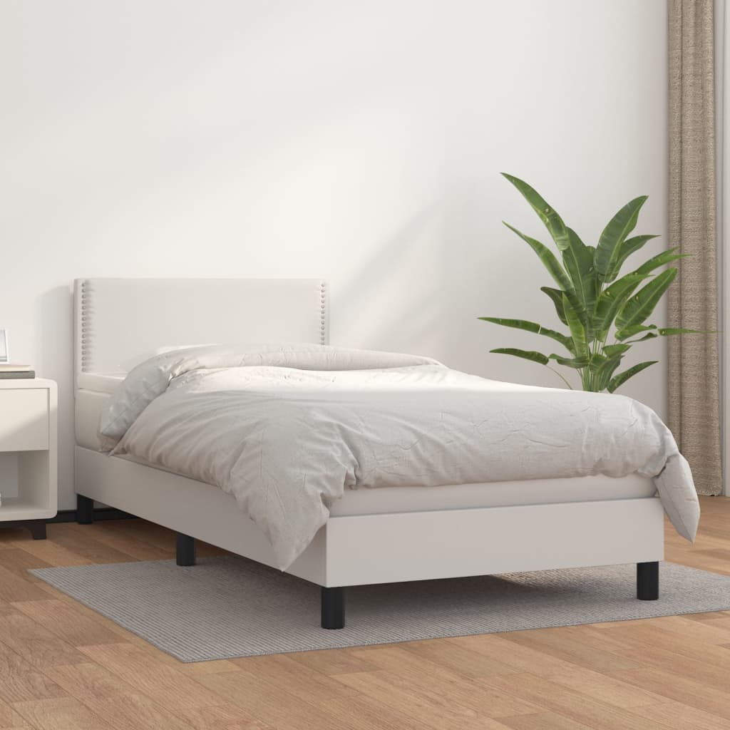 Sommier à lattes de lit avec matelas Blanc 100x200cm Similicuir - XIOS