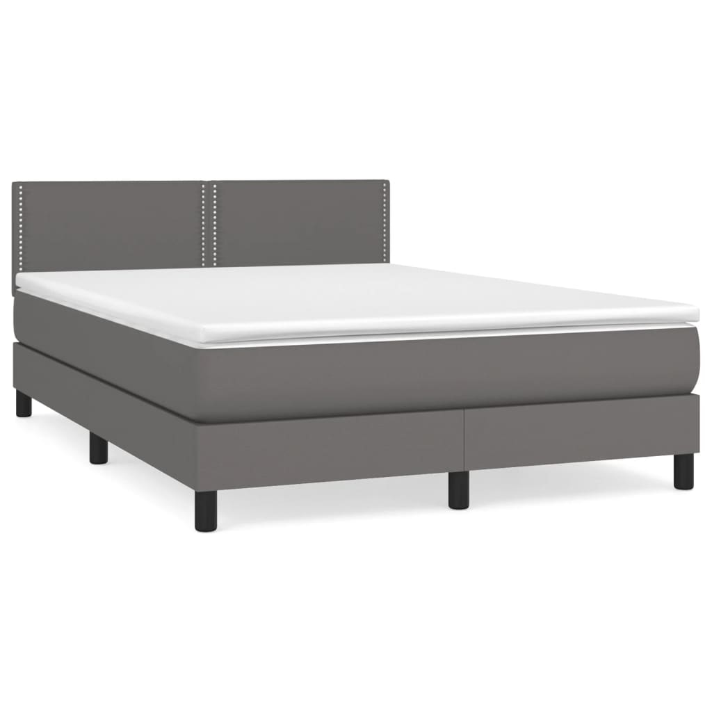 Sommier à lattes de lit avec matelas Gris 140x190 cm Similicuir - XIOS