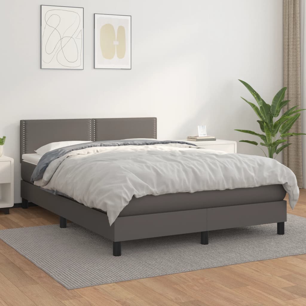 Sommier à lattes de lit avec matelas Gris 140x190 cm Similicuir - XIOS
