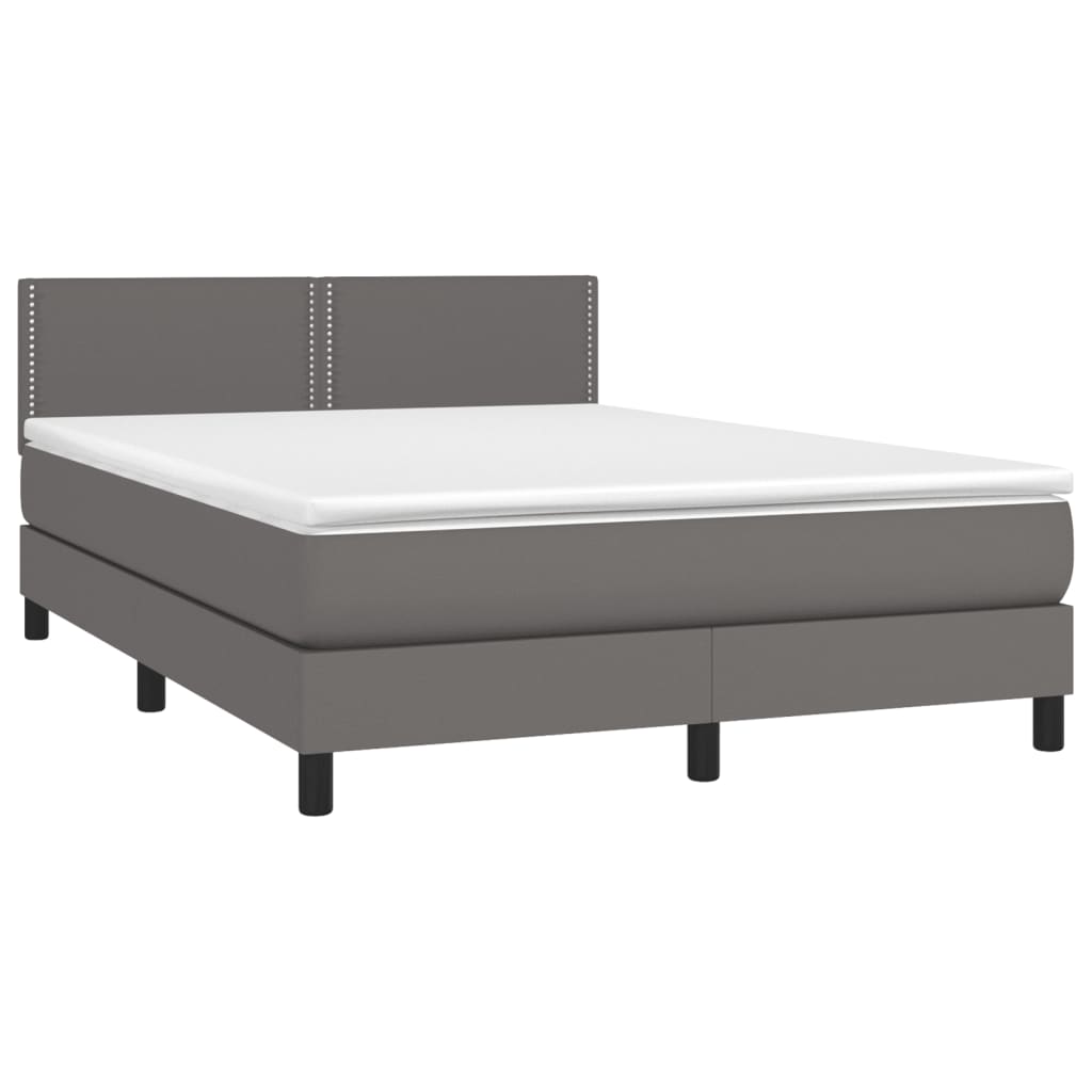 Sommier à lattes de lit avec matelas Gris 140x200 cm Similicuir - XIOS