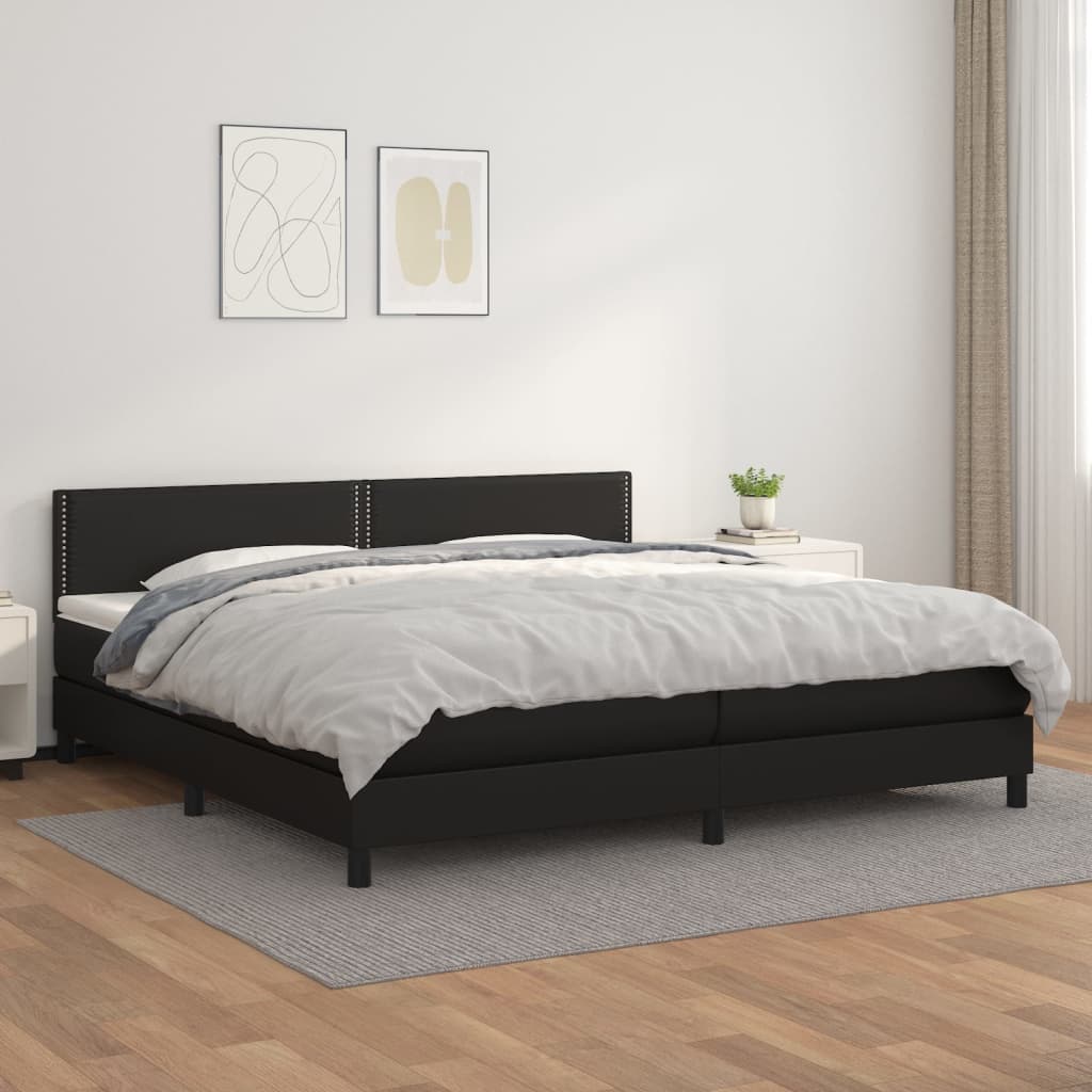 Sommier à lattes de lit avec matelas Noir 200x200 cm Similicuir - XIOS