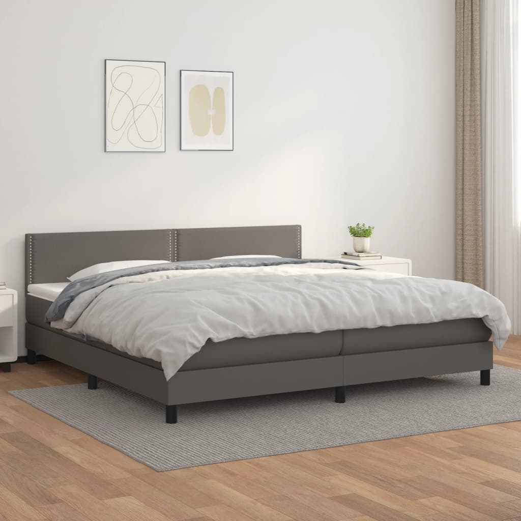 Sommier à lattes de lit avec matelas Gris 200x200 cm Similicuir - XIOS