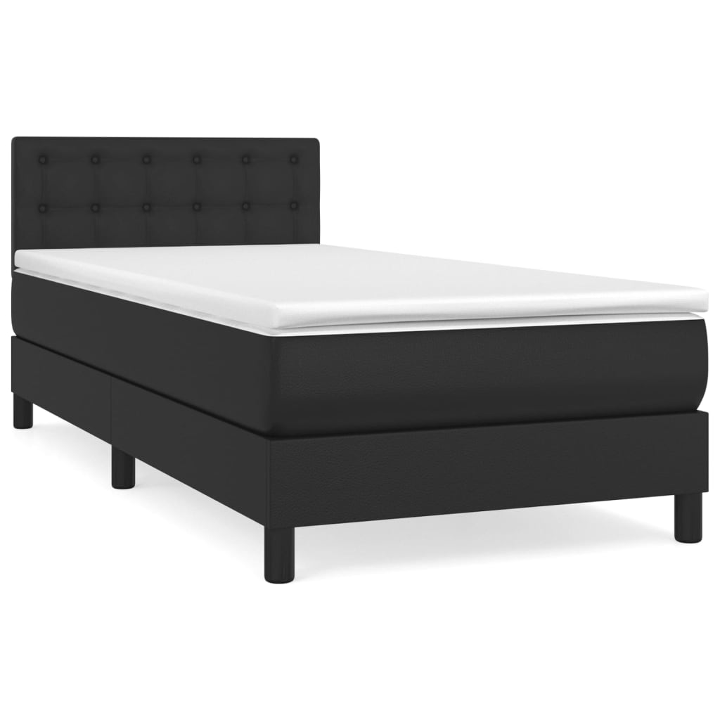 Sommier à lattes de lit avec matelas Noir 90x190 cm Similicuir - XIOS