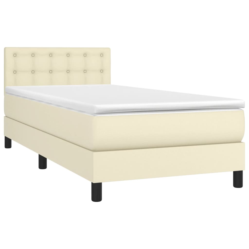 Sommier à lattes de lit avec matelas Crème 90x190 cm Similicuir - XIOS