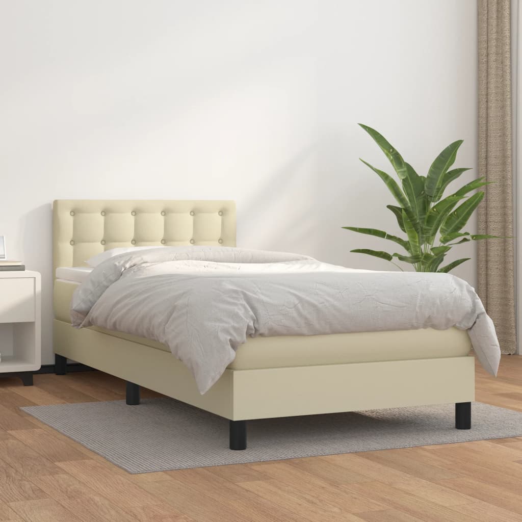 Sommier à lattes de lit avec matelas Crème 90x190 cm Similicuir - XIOS