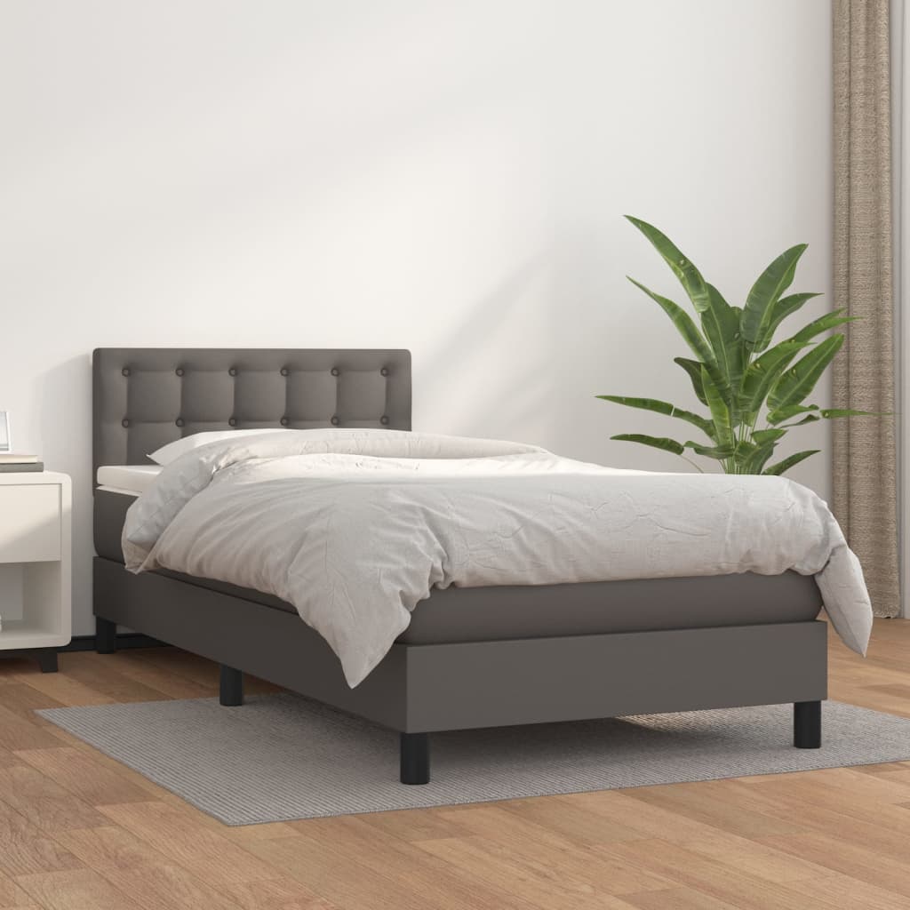 Sommier à lattes de lit avec matelas Gris 90x190 cm Similicuir - XIOS