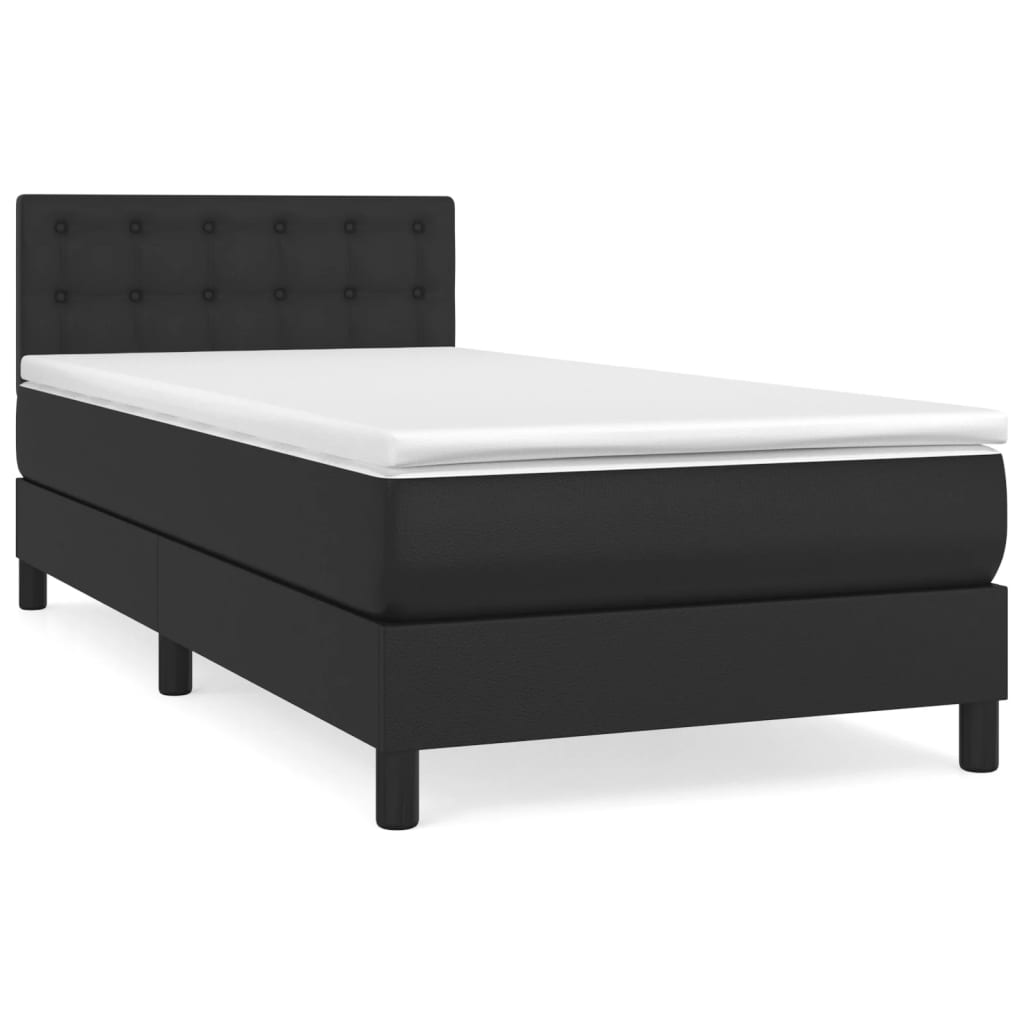 Sommier à lattes de lit avec matelas Noir 90x200 cm Similicuir - XIOS