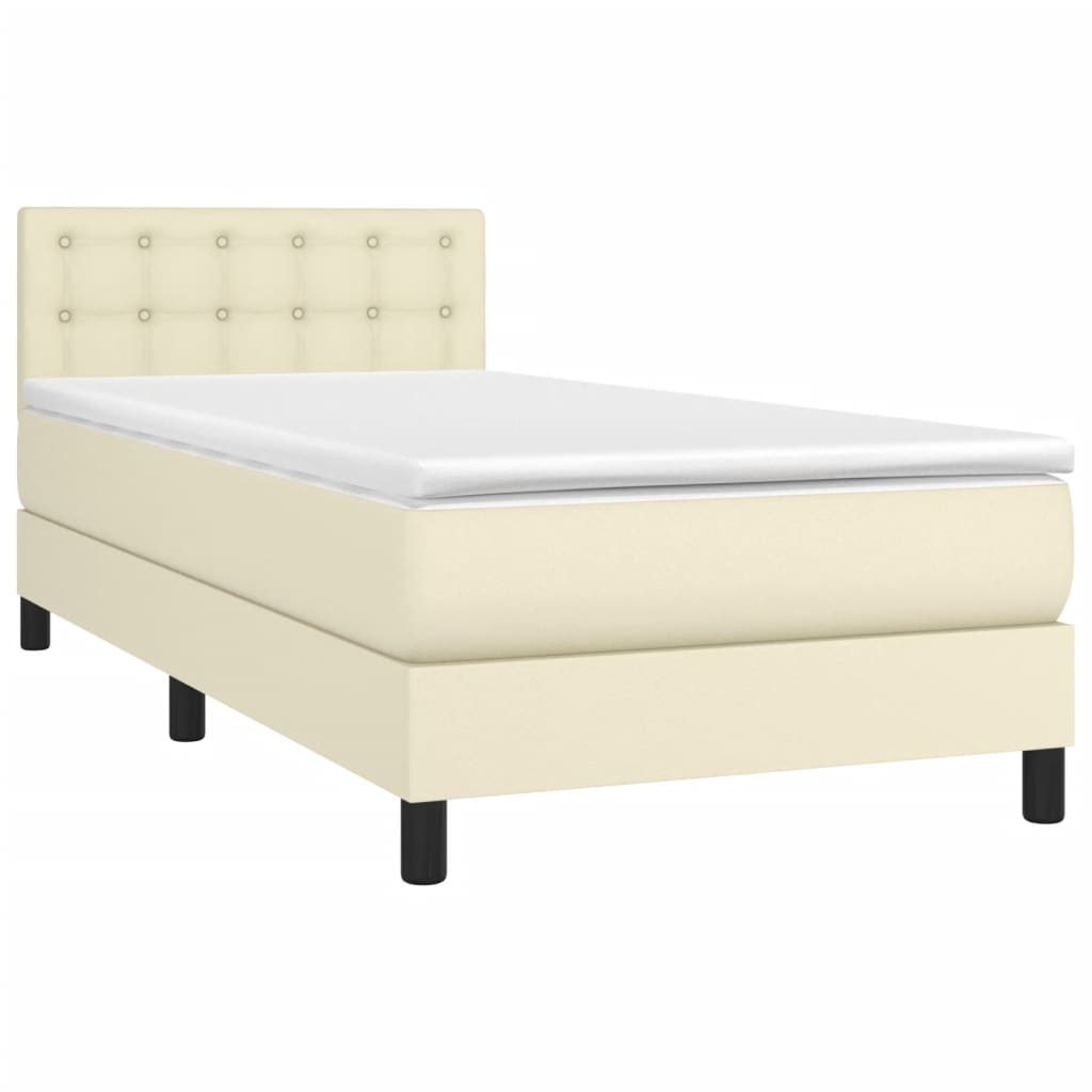 Sommier à lattes de lit avec matelas Crème 90x200 cm Similicuir - XIOS