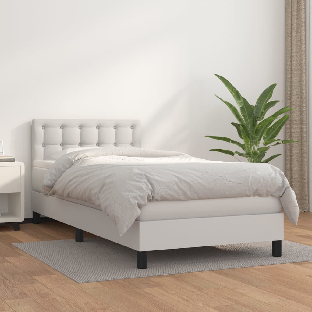 Sommier à lattes de lit avec matelas Blanc 100x200cm Similicuir - XIOS