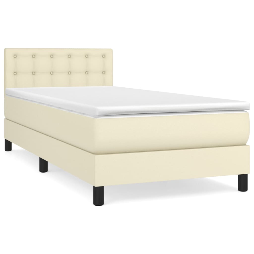 Sommier à lattes de lit avec matelas Crème 100x200cm Similicuir - XIOS