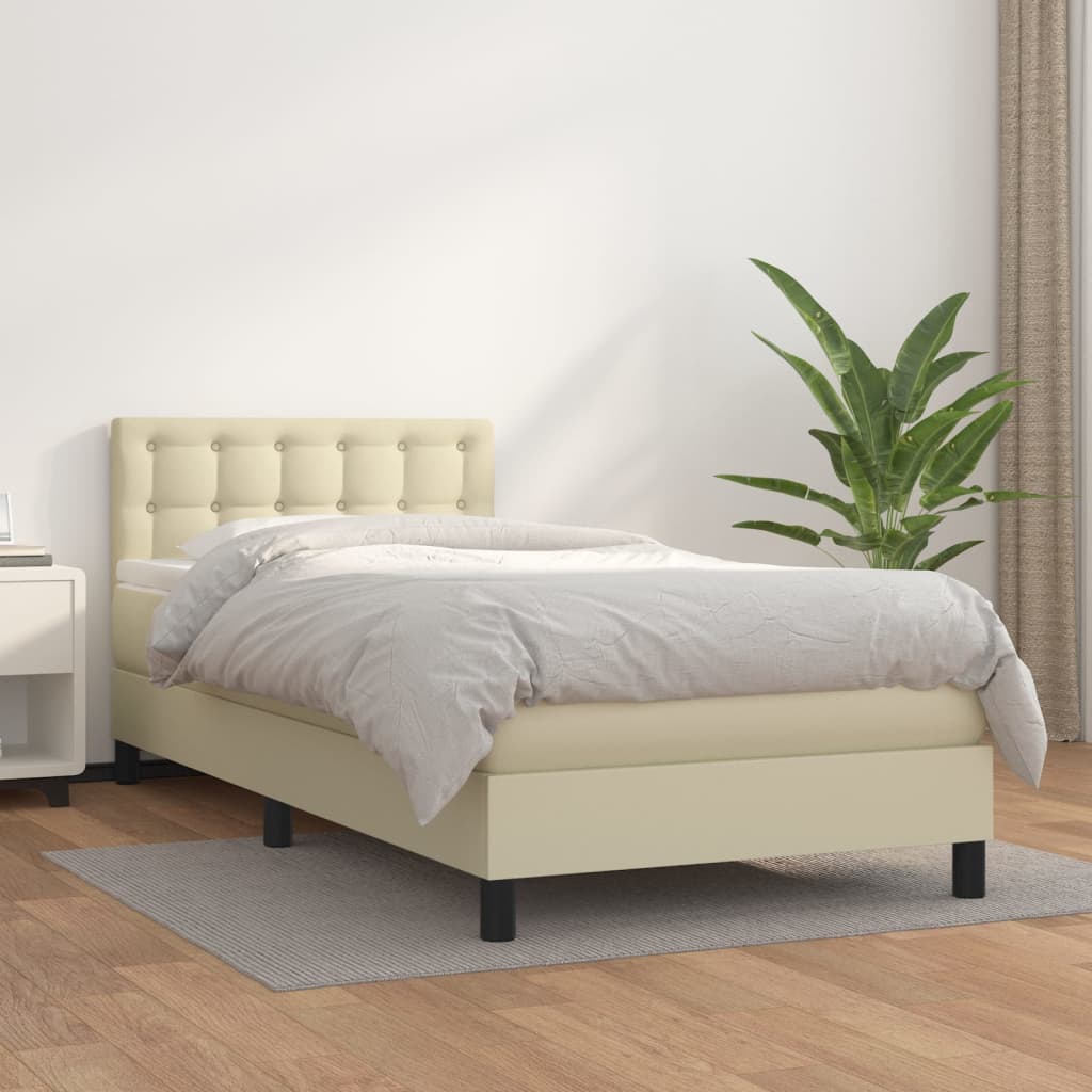 Sommier à lattes de lit avec matelas Crème 100x200cm Similicuir - XIOS