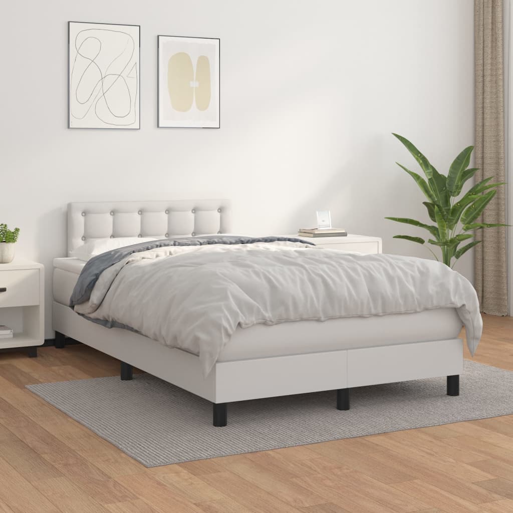Sommier à lattes de lit avec matelas Blanc 120x200cm Similicuir - XIOS