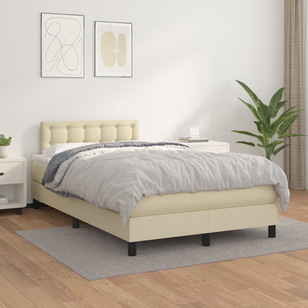 Sommier à lattes de lit avec matelas Crème 120x200cm Similicuir - XIOS