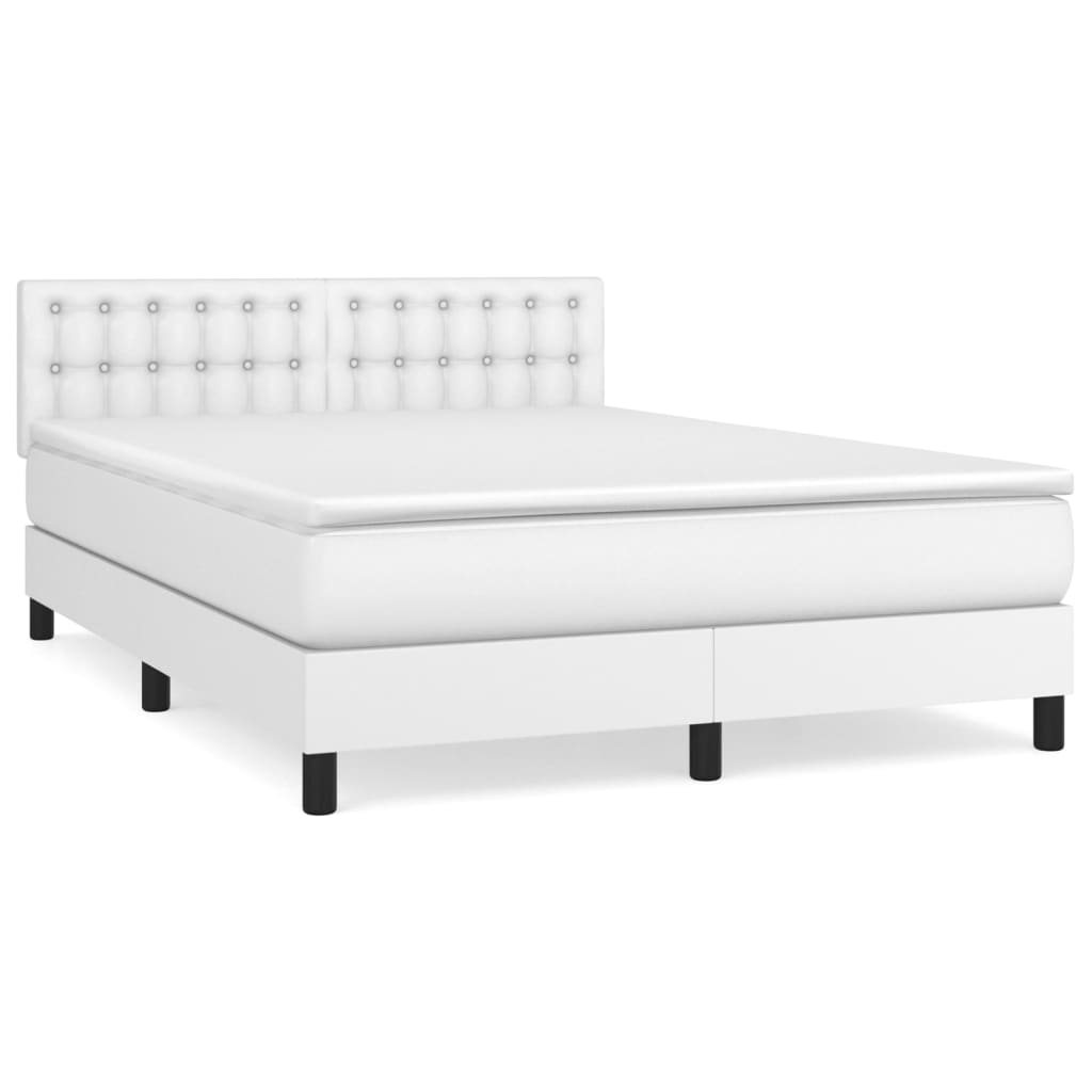 Sommier à lattes de lit avec matelas Blanc 140x190cm Similicuir - XIOS
