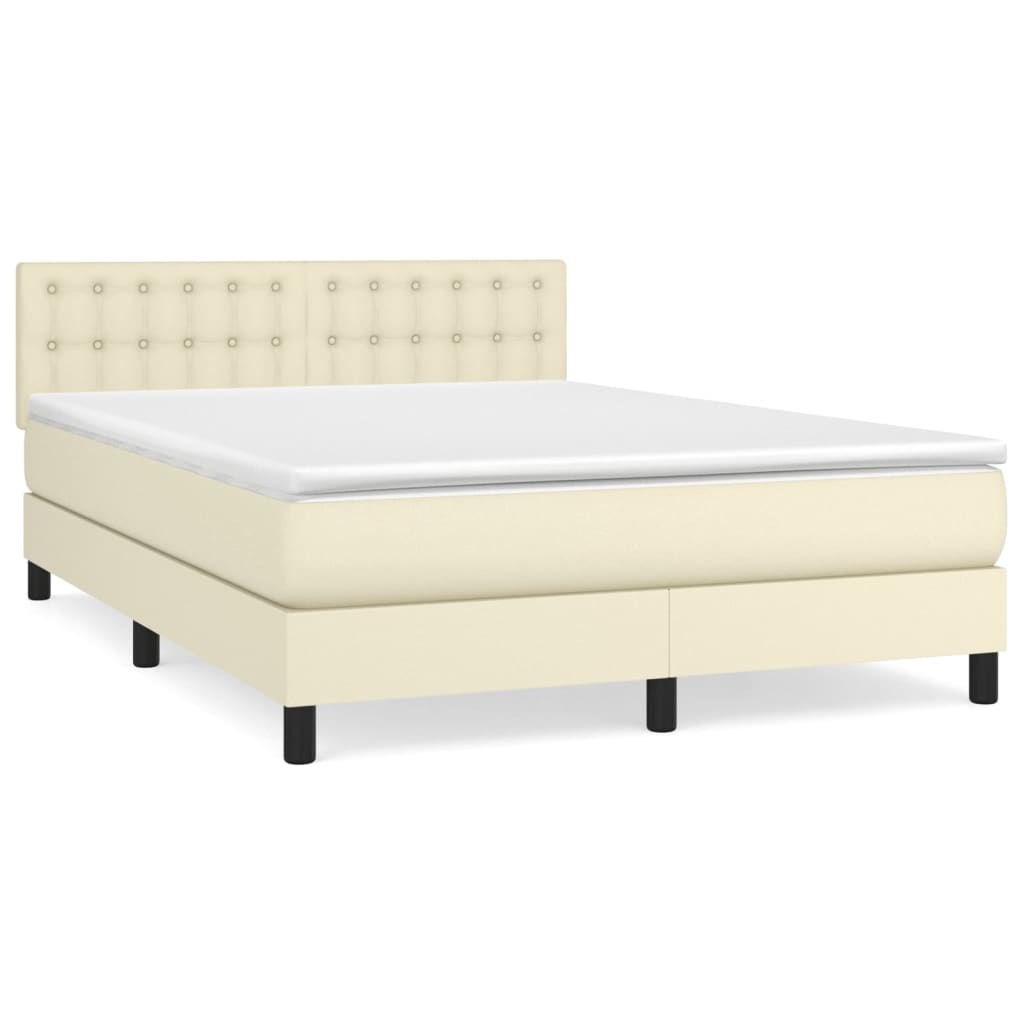 Sommier à lattes de lit avec matelas Crème 140x190cm Similicuir - XIOS