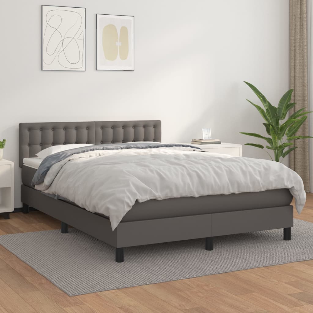 Sommier à lattes de lit avec matelas Gris 140x190 cm Similicuir - XIOS