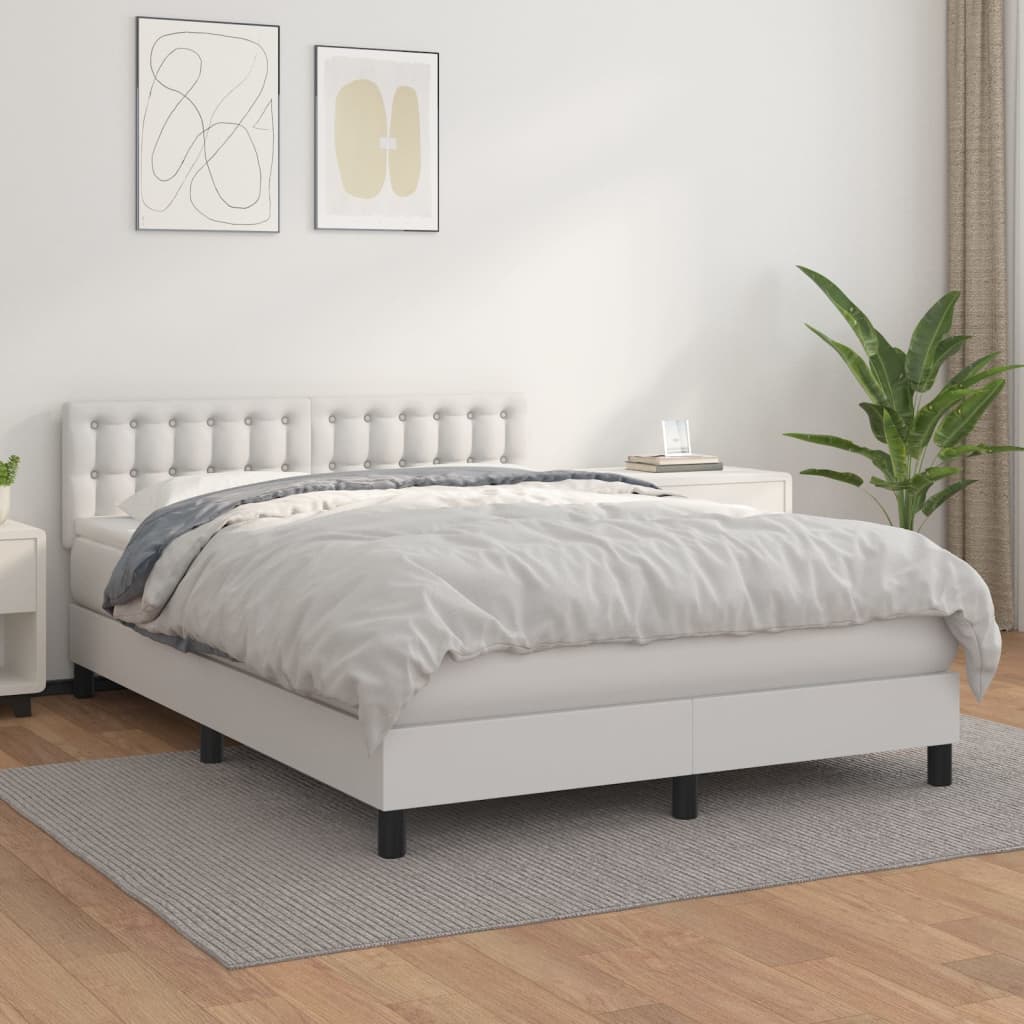 Sommier à lattes de lit avec matelas Blanc 140x200cm Similicuir - XIOS