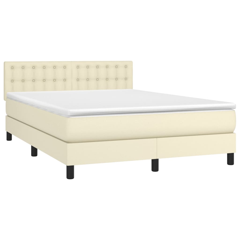 Sommier à lattes de lit avec matelas Crème 140x200cm Similicuir - XIOS