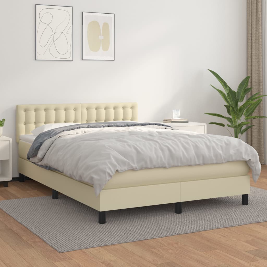 Sommier à lattes de lit avec matelas Crème 140x200cm Similicuir - XIOS